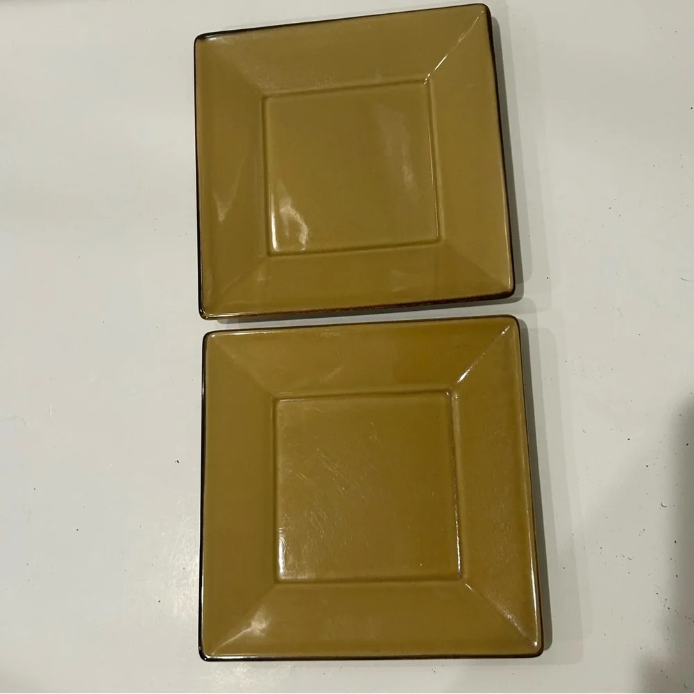 2 Pottery Barn Asian Square Plates 8”